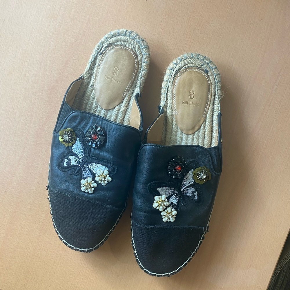 Bill Blass Embroidered Design Mules/ Slides